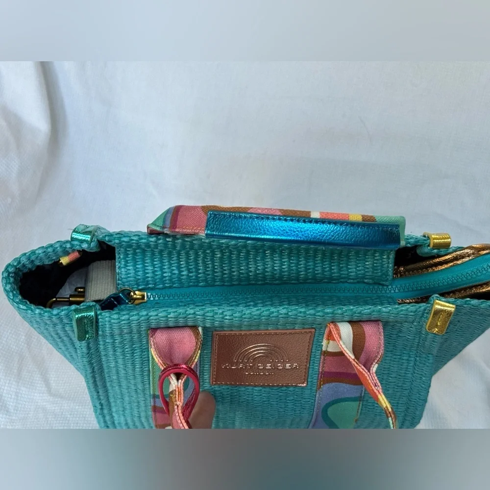 Kurt Geiger Multicolor Woven Tote and Crossbody NWT - Picture 4 of 13